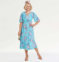 Print Pleat Bodice Occasion Dress - LS661